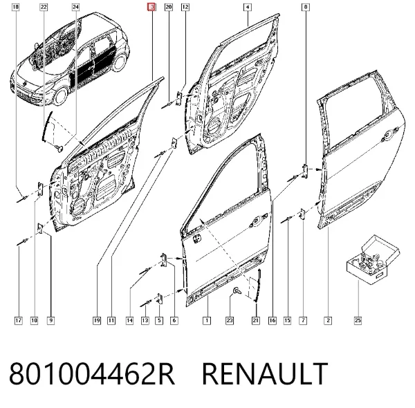 Porta dianteira direita 801004462R Renault (RVI)