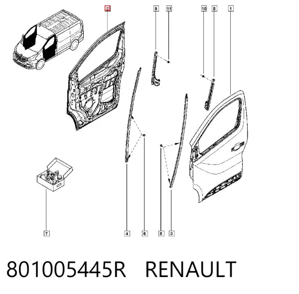 Porta dianteira direita 801005445R Renault (RVI)