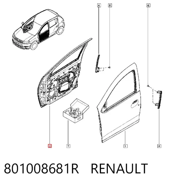 Porta dianteira direita 801008681R Renault (RVI)