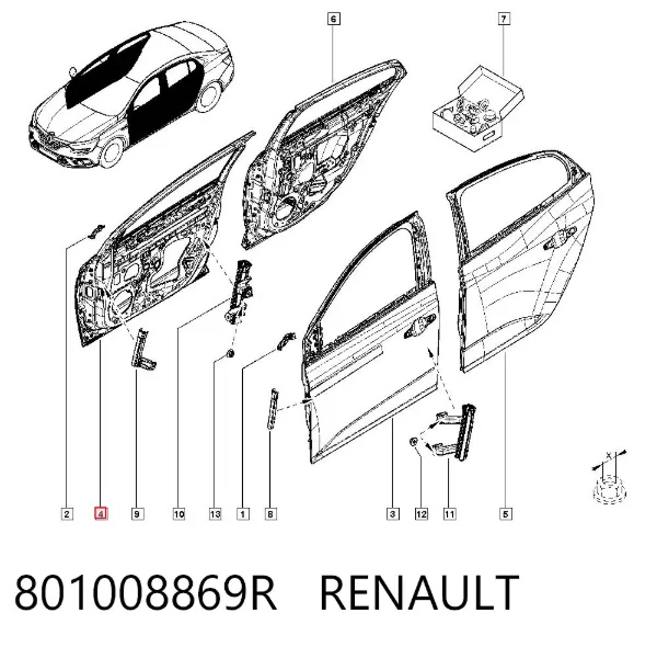 Porta dianteira direita 801008869R Renault (RVI)