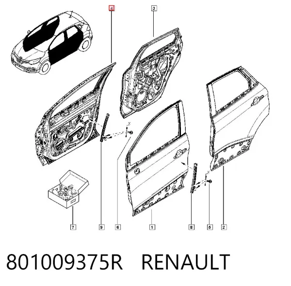 Porta dianteira direita 801009375R Renault (RVI)