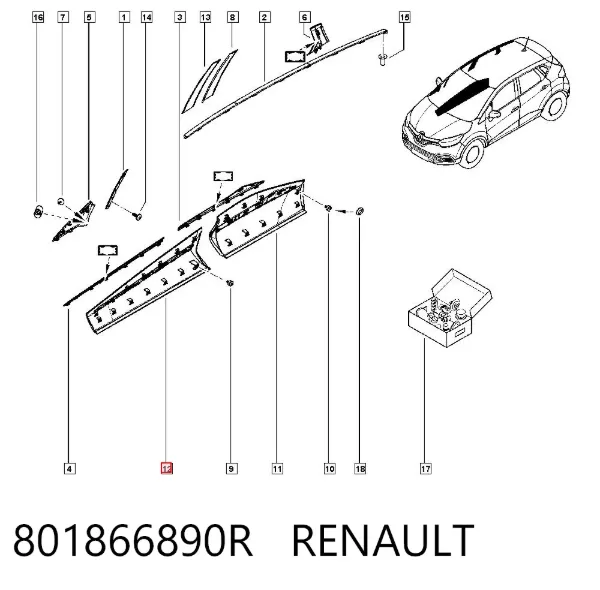 Placa sobreposta da porta dianteira direita 801866890R Renault (RVI)
