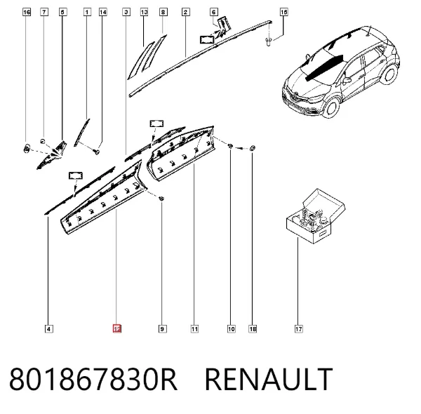Placa sobreposta da porta dianteira direita 801867830R Renault (RVI)