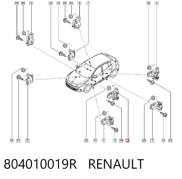 Gozno da porta dianteira esquerda 804010019R Renault (RVI)
