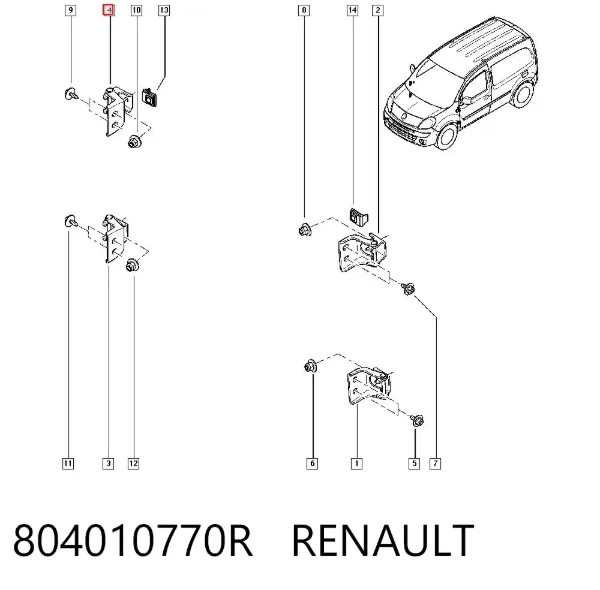 Gozno da porta dianteira 804010770R Renault (RVI)