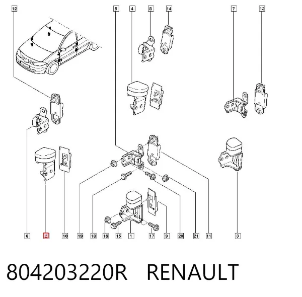 Gozno da porta dianteira direita 804203220R Renault (RVI)