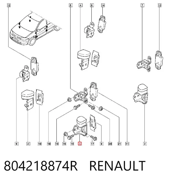 Gozno da porta dianteira esquerda 804218874R Renault (RVI)