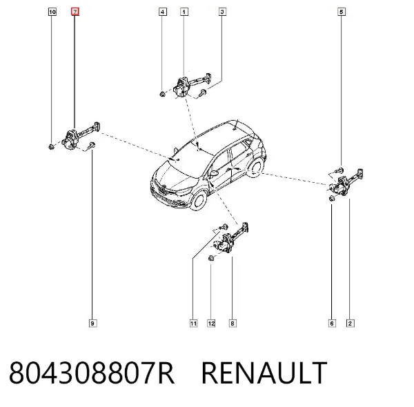 Limitador dianteiro de abertura de porta 804308807R Renault (RVI)