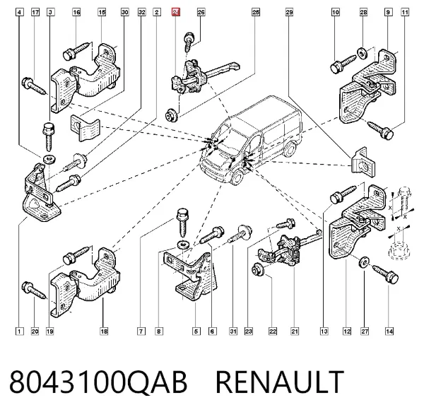 Limitador dianteiro de abertura de porta 8043100QAB Renault (RVI)