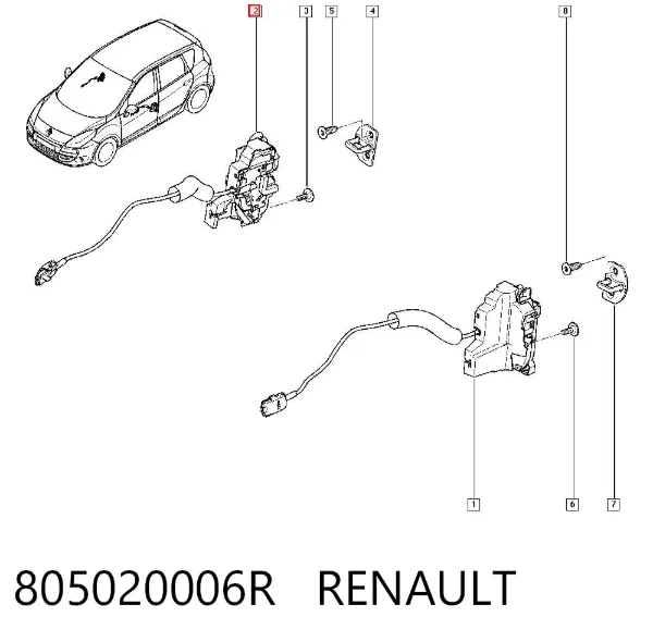 Fecho da porta dianteira direita 805020006R Renault (RVI)