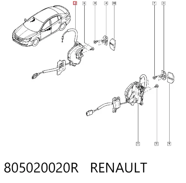 Fecho da porta dianteira direita 805020020R Renault (RVI)