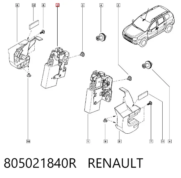 Fecho da porta dianteira direita 805021840R Renault (RVI)