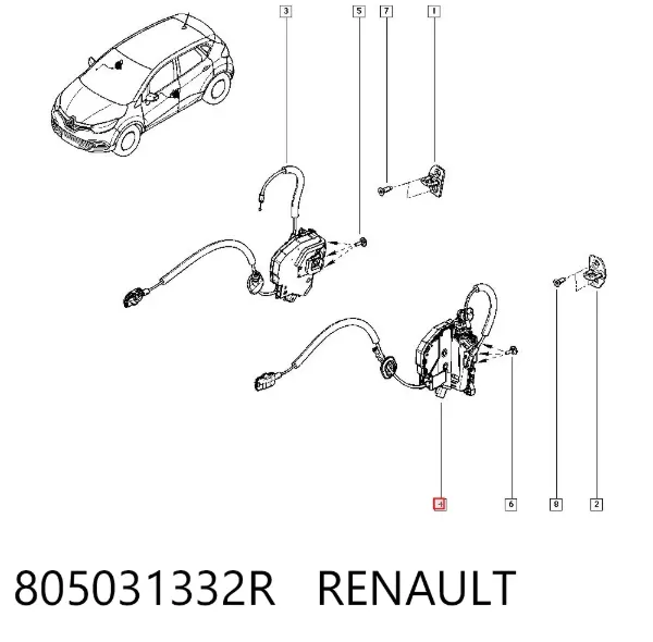 Fecho da porta dianteira esquerda 805031332R Renault (RVI)