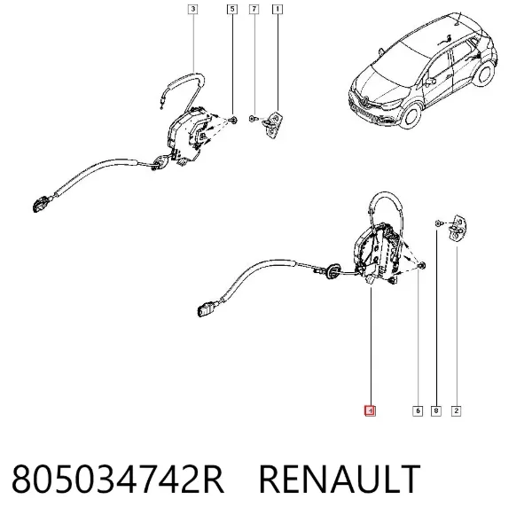Fecho da porta traseira esquerda 805034742R Renault (RVI)