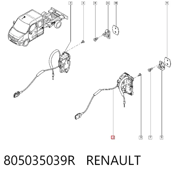 Fecho da porta dianteira esquerda 805035039R Renault (RVI)
