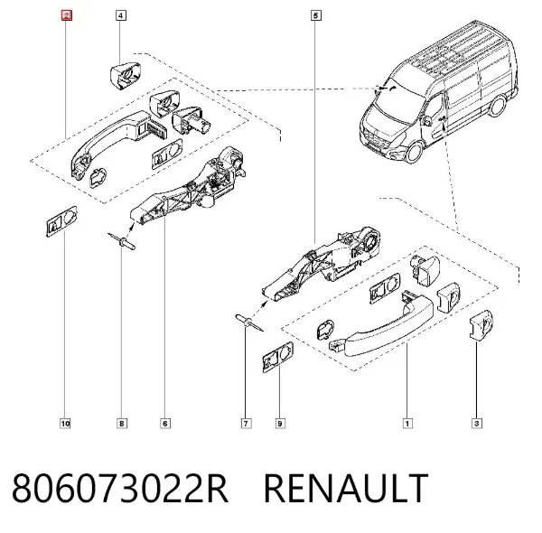 Maçaneta externa da porta dianteira 806073022R Renault (RVI)