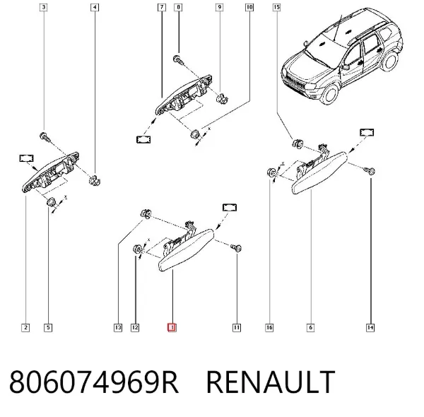Maçaneta externa dianteira/traseira da porta esquerda 806074969R Renault (RVI)