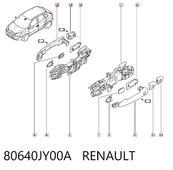 Maçaneta externa da porta dianteira 80640JY00A Renault (RVI)