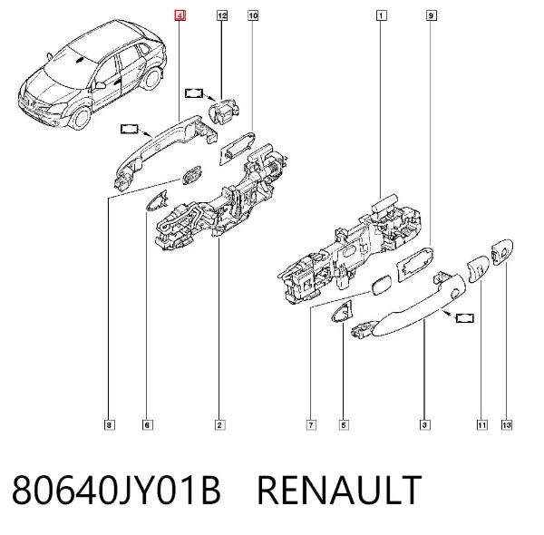 Maçaneta externa da porta dianteira 80640JY01B Renault (RVI)