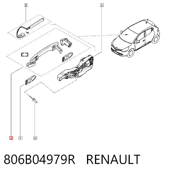 Maçaneta externa da porta dianteira 806B04979R Renault (RVI)