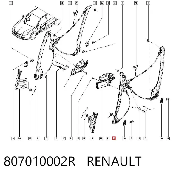 Mecanismo de acionamento de vidro da porta dianteira esquerda 807010002R Renault (RVI)