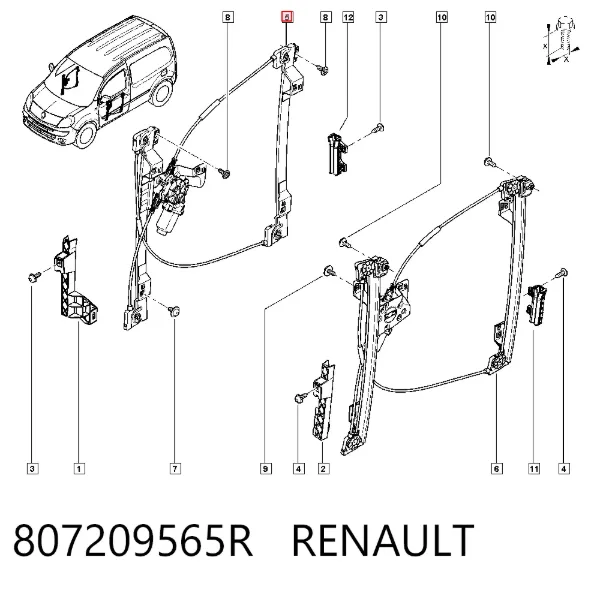Mecanismo de acionamento de vidro da porta dianteira direita 807209565R Renault (RVI)