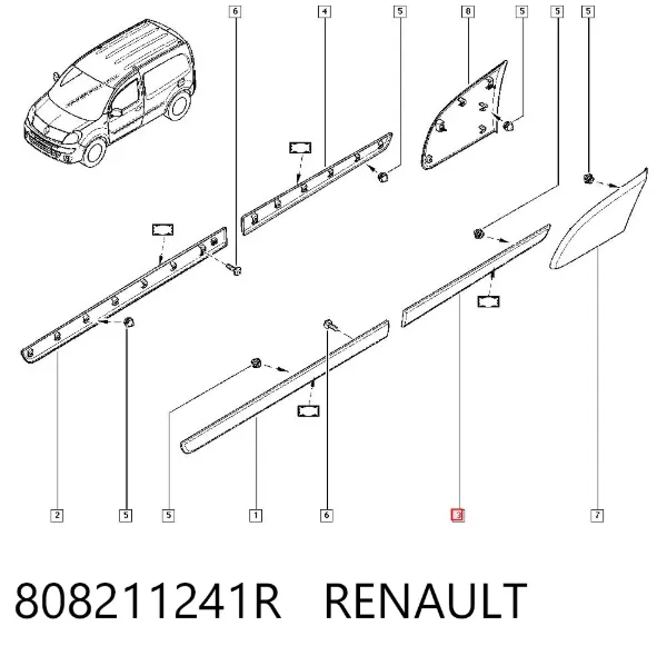 Moldura da porta traseira esquerda 808211241R Renault (RVI)
