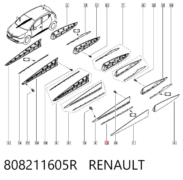 Moldura da porta dianteira esquerda 808211605R Renault (RVI)