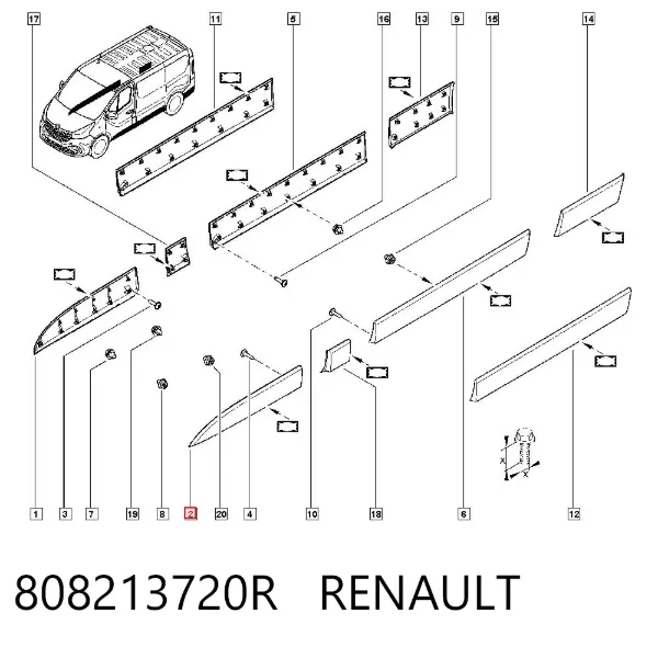 Moldura da porta dianteira esquerda 808213720R Renault (RVI)