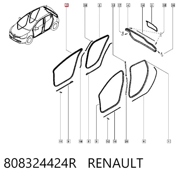 Compactador da porta dianteira (na carroçaria) 808324424R Renault (RVI)