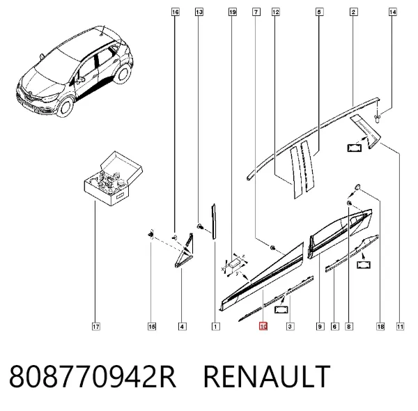Placa sobreposta da porta dianteira esquerda 808770942R Renault (RVI)