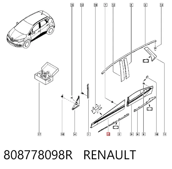 Placa sobreposta da porta dianteira esquerda 808778098R Renault (RVI)