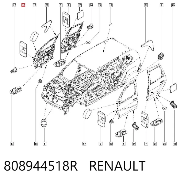 Tampão de limitador da porta 808944518R Renault (RVI)