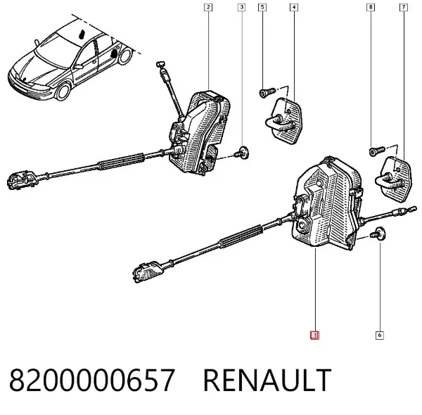 Fecho da porta traseira esquerda 8200000657 Renault (RVI)