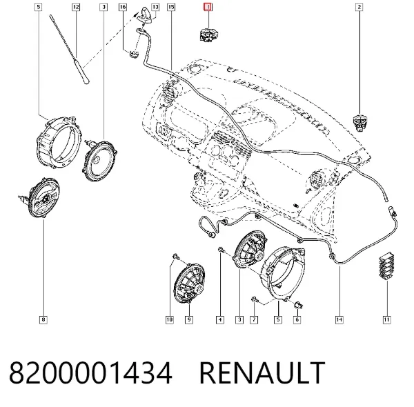 Alto-falante do "painel de instrumentos" 8200001434 Renault (RVI)