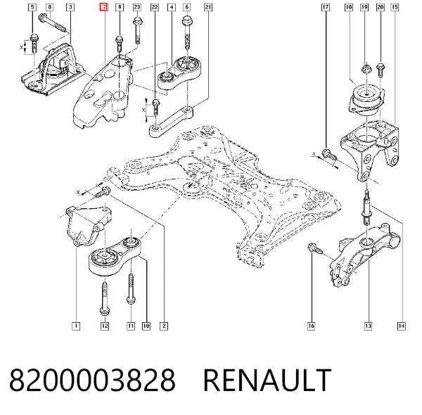 Consola de coxim (apoio) direita de motor 8200003828 Renault (RVI)