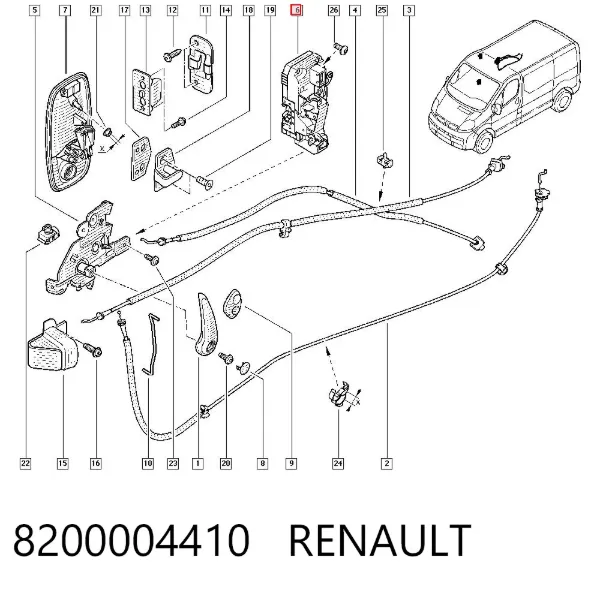 Fecho da porta lateral deslizante direita 8200004410 Nissan/Infiniti