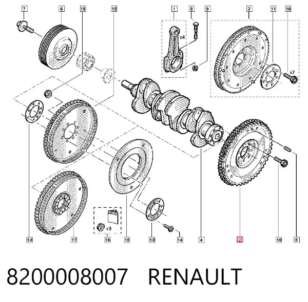 Volante de motor 8200008007 Renault (RVI)