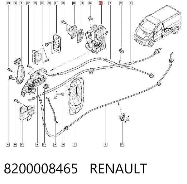Fecho da porta lateral deslizante esquerda 8200008465 Renault (RVI)