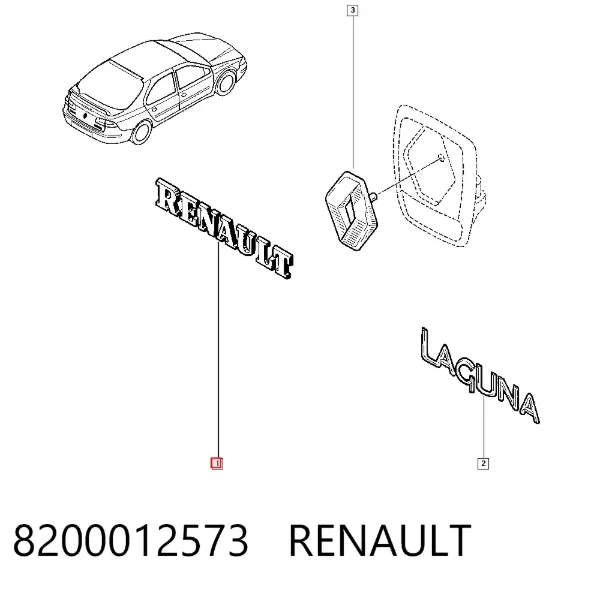 Emblema de tampa de porta-malas (emblema de firma) 8200012573 Renault (RVI)