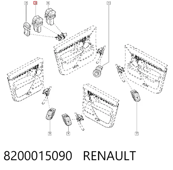 Botão de bloqueio de portas 8200015090 Renault (RVI)