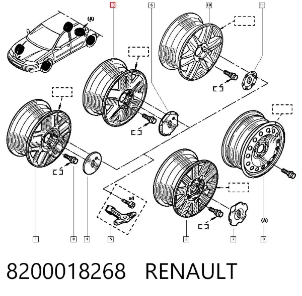 Discos de roda de aleação ligeira (de aleação ligeira, de titânio) 8200018268 Renault (RVI)