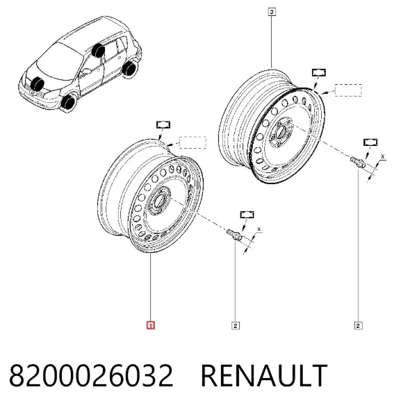 Discos de roda de aço (estampados) 8200026032 Renault (RVI)