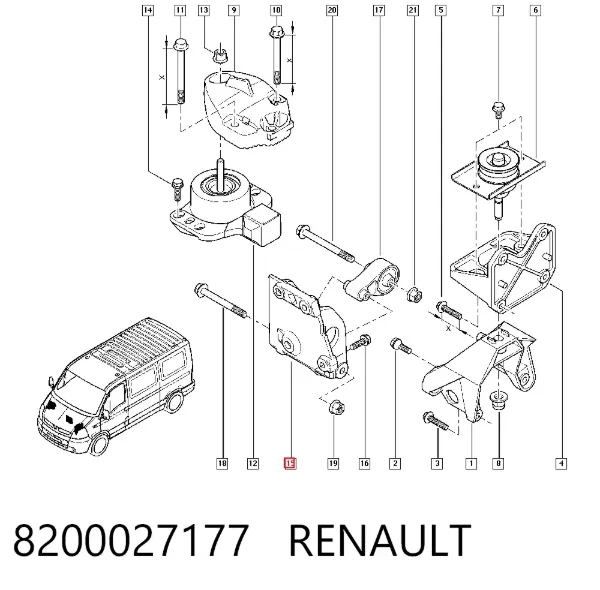 Suporte de rolamento suspenso do semieixo dianteiro 8200027177 Renault (RVI)