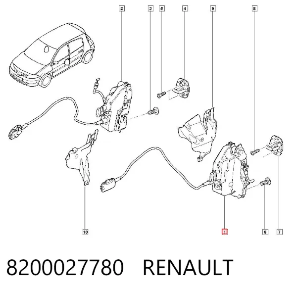 Fecho da porta dianteira esquerda 8200027780 Renault (RVI)