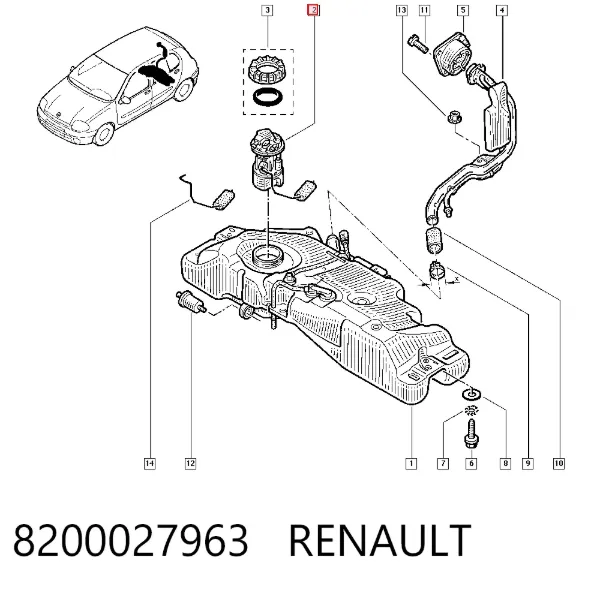 Módulo de bomba de combustível com sensor do nível de combustível 8200027963 Renault (RVI)