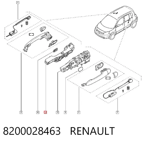 Suporte de maçaneta externa da porta dianteira esquerda 8200028463 Renault (RVI)