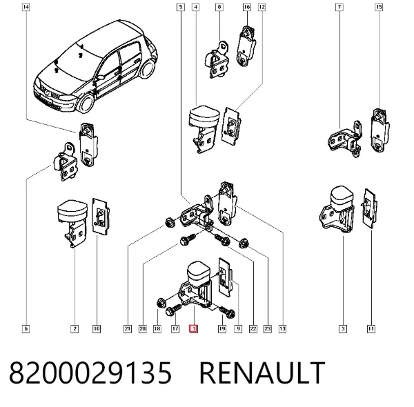 Gozno da porta dianteira esquerda 8200029135 Renault (RVI)