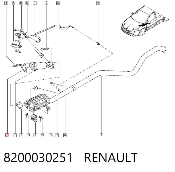 Vedante de catalisador (de neutralizador catalítico) 8200030251 Renault (RVI)