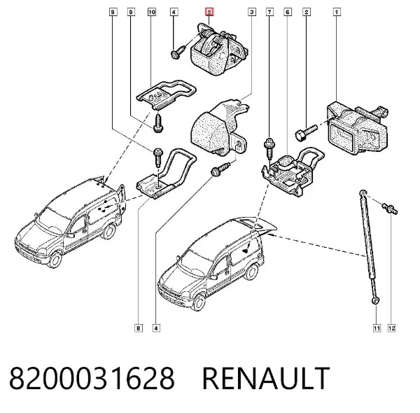 Fecho superior da porta traseira esquerda batente 8200031628 Renault (RVI)